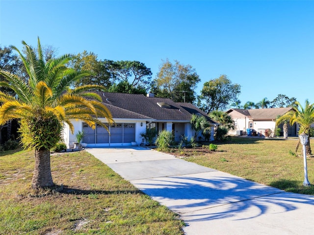 8260 Berkeley Manor Blvd, Spring Hill, FL 34606 - ranch-style house featuring driveway, an attached garage, stucco siding, and a front lawn
