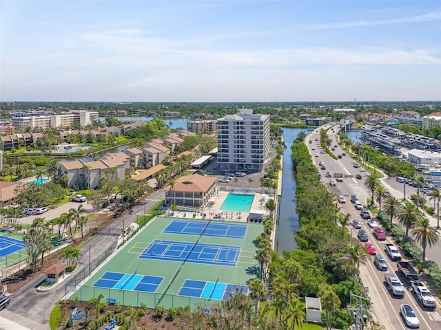 6415 Midnight Pass Rd Unit 502, Sarasota, FL 34242 - bird's eye view of a large body of water and a pool area