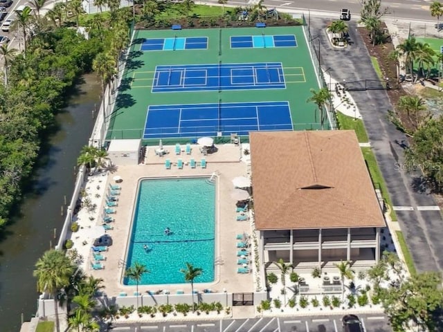 6415 Midnight Pass Rd Unit 502, Sarasota, FL 34242 - drone / aerial view of a pool area