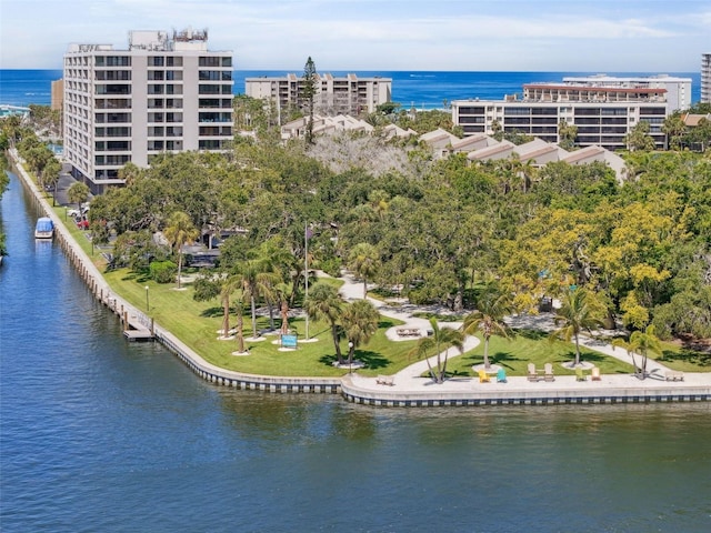 6415 Midnight Pass Rd Unit 502, Sarasota, FL 34242 - aerial view of a large body of water and apartment complex / building