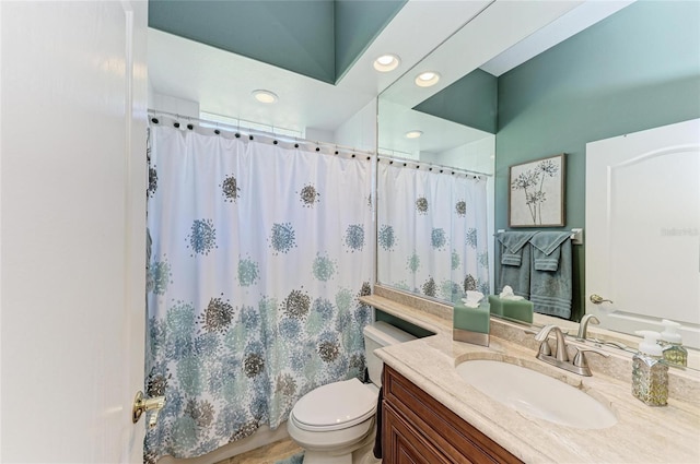 8315 Eagle Xing, Sarasota, FL 34241 - full bathroom with vanity, recessed lighting, and a shower with curtain