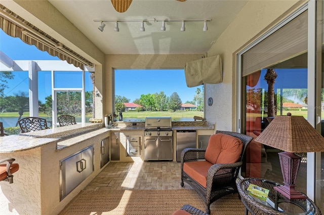 8315 Eagle Xing, Sarasota, FL 34241 - view of patio with area for grilling and glass enclosure
