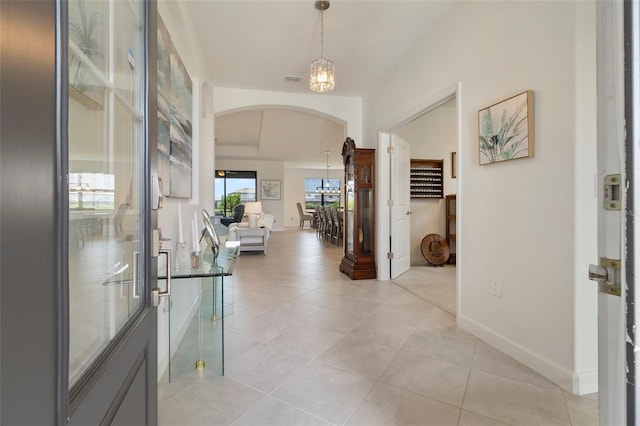 4961 Seafoam Trl, Bradenton, FL 34211 - foyer entrance featuring arched walkways and light tile patterned floors
