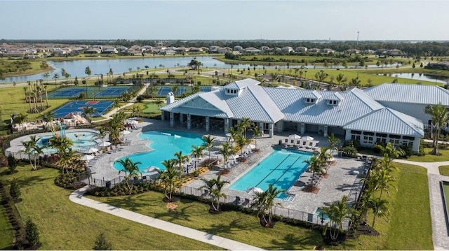 4961 Seafoam Trl, Bradenton, FL 34211 - drone / aerial view of a pool and a nearby body of water