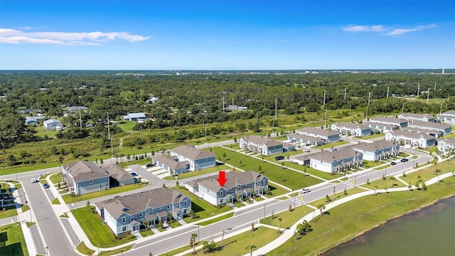 7352 Cabin Ln, Sarasota, FL 34240 - aerial view of residential area featuring a forest and a large body of water