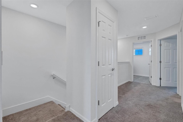7352 Cabin Ln, Sarasota, FL 34240 - hallway with carpet floors and recessed lighting
