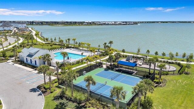 7352 Cabin Ln, Sarasota, FL 34240 - aerial view of a nearby body of water and a pool