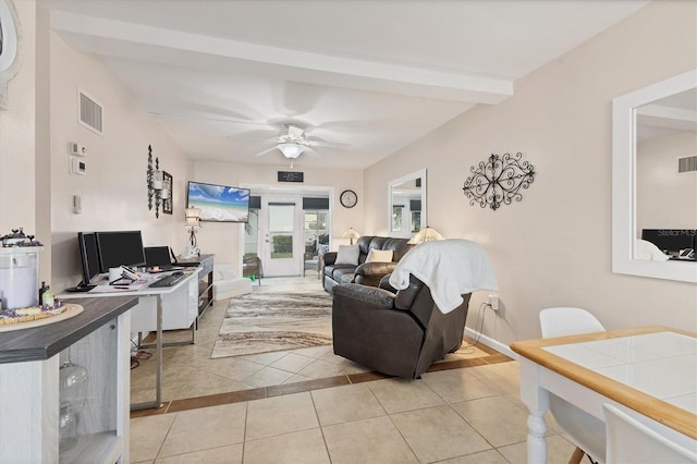 5891 Welcome Rd Unit I6, Bradenton, FL 34207 - living area featuring light tile patterned floors and a ceiling fan