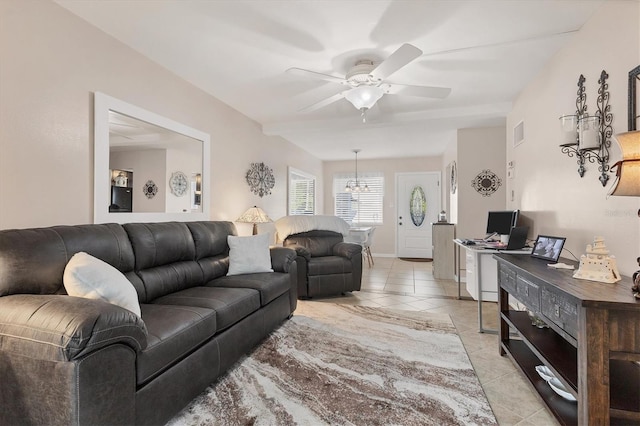 5891 Welcome Rd Unit I6, Bradenton, FL 34207 - living area featuring light tile patterned floors and ceiling fan