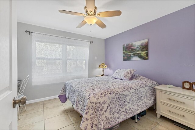 5891 Welcome Rd Unit I6, Bradenton, FL 34207 - bedroom with light tile patterned flooring and a ceiling fan