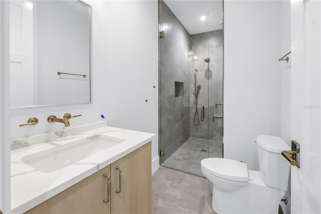 646 Calle Del Otono, Sarasota, FL 34242 - full bath featuring a shower stall, vanity, recessed lighting, and tile patterned floors