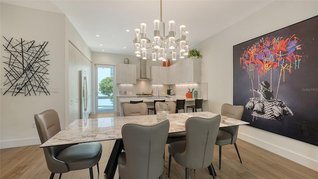 626 Rawls Ave Unit 626, Sarasota, FL 34236 - dining area featuring light wood-type flooring, a chandelier, and recessed lighting