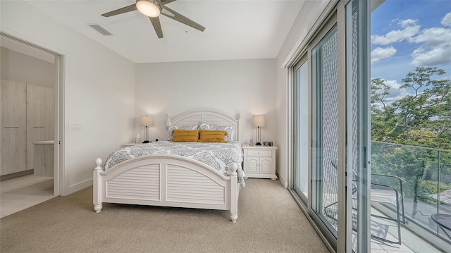 626 Rawls Ave Unit 626, Sarasota, FL 34236 - bedroom featuring access to outside, light carpet, and ceiling fan