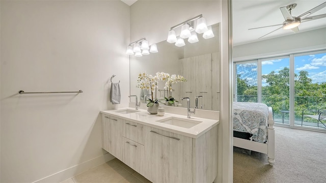 626 Rawls Ave Unit 626, Sarasota, FL 34236 - ensuite bathroom with double vanity and ceiling fan