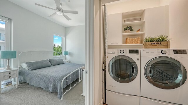 626 Rawls Ave Unit 626, Sarasota, FL 34236 - bedroom featuring carpet, separate washer and dryer, and a ceiling fan