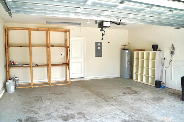 10019 Geese Trail Cir, Sun City Center, FL 33573 - garage with electric panel, a garage door opener, and water heater