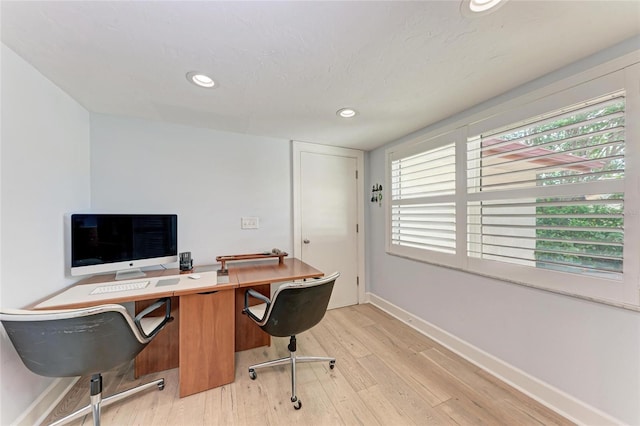 6111 Courtside Dr Unit 61, Bradenton, FL 34210 - office area featuring light wood-type flooring, recessed lighting, and healthy amount of natural light