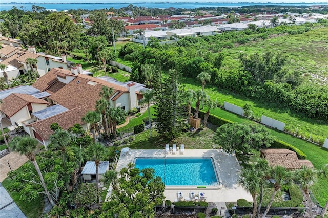 6111 Courtside Dr Unit 61, Bradenton, FL 34210 - aerial perspective of suburban area featuring a pool