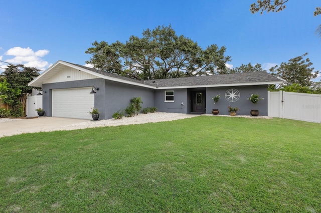 8985 Pohoy Ave, Sarasota, FL 34231 - single story home with an attached garage, concrete driveway, stucco siding, a gate, and a shingled roof