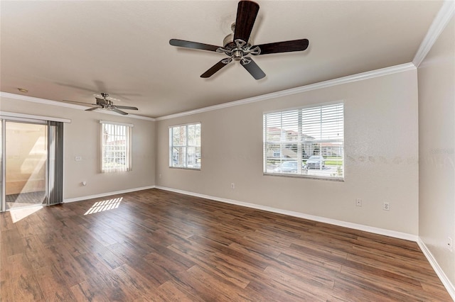 1030 Villagio Cir Unit 103, Sarasota, FL 34237 - unfurnished room featuring ornamental molding, ceiling fan, and wood finished floors
