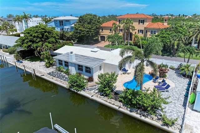 726 Jungle Queen Way, Longboat Key, FL 34228 - aerial view of residential area featuring a pool and a large body of water
