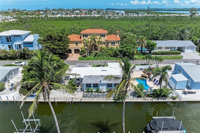 726 Jungle Queen Way, Longboat Key, FL 34228 - aerial perspective of suburban area featuring a large body of water and a pool area
