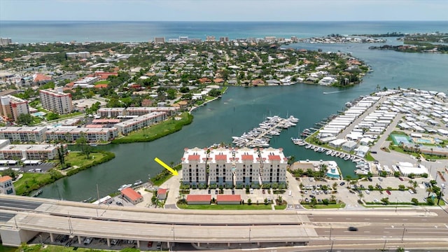 501 Tamiami Trl N Unit 201, Venice, FL 34285 - aerial overview of property's location featuring a large body of water and nearby urban area