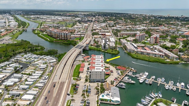 501 Tamiami Trl N Unit 201, Venice, FL 34285 - aerial view of property and surrounding area with a large body of water