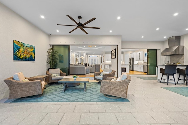 3968 Santa Caterina Blvd, Bradenton, FL 34211 - living area with ceiling fan and recessed lighting