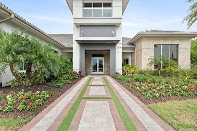 3968 Santa Caterina Blvd, Bradenton, FL 34211 - doorway to property featuring french doors and stucco siding
