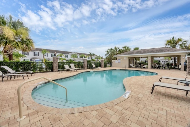 6454 Baytown Dr, Sarasota, FL 34240 - community pool with a gazebo and a patio