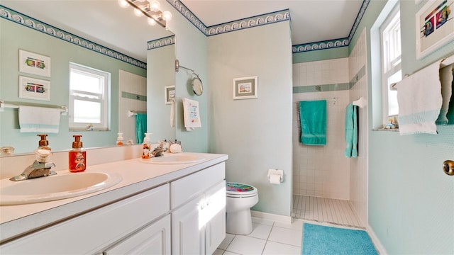 5078 47th St W, Bradenton, FL 34210 - full bathroom with double vanity, walk in shower, and tile patterned flooring