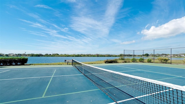 5078 47th St W, Bradenton, FL 34210 - view of tennis court with a water view