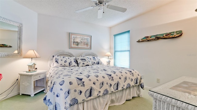 5078 47th St W, Bradenton, FL 34210 - carpeted bedroom with a textured ceiling and ceiling fan