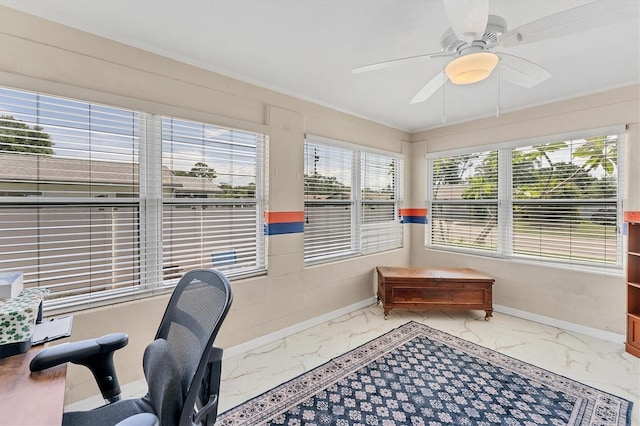 401 N Jefferson Ave, Sarasota, FL 34237 - office with marble finish floors and a ceiling fan