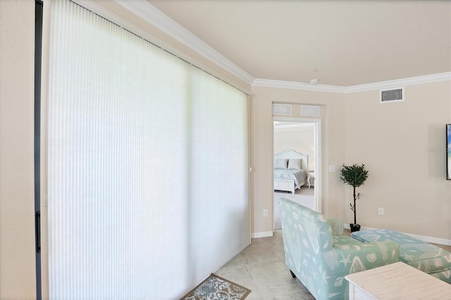 6512 Grand Estuary Trl Unit 101, Bradenton, FL 34212 - hallway with ornamental molding and light tile patterned floors