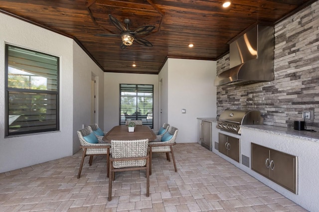 5804 Mulligan Way, Lakewood Ranch, FL 34211 - view of patio / terrace with area for grilling, a ceiling fan, and outdoor dining area