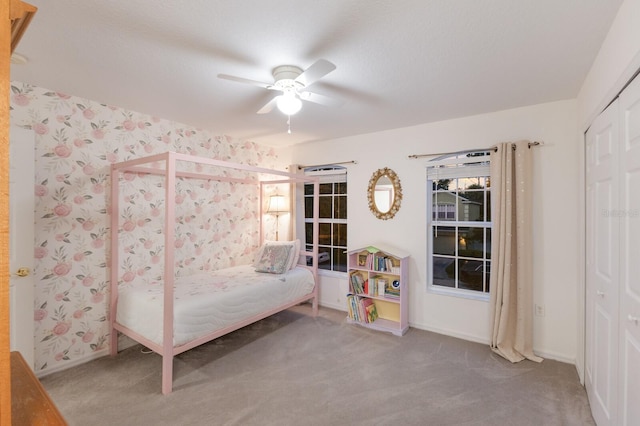 4410 67th Avenue Cir E, Sarasota, FL 34243 - bedroom featuring carpet flooring, a closet, and ceiling fan