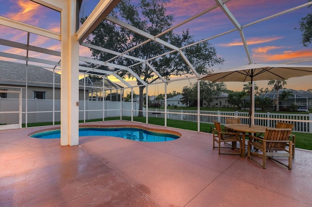 4410 67th Avenue Cir E, Sarasota, FL 34243 - view of pool featuring a patio, a fenced backyard, and glass enclosure