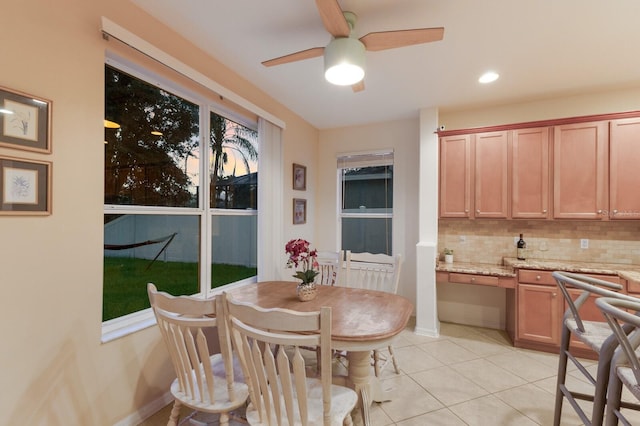 4410 67th Avenue Cir E, Sarasota, FL 34243 - dining room featuring ceiling fan, light tile patterned floors, and recessed lighting