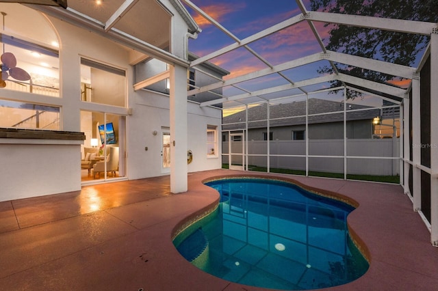 4410 67th Avenue Cir E, Sarasota, FL 34243 - view of pool featuring a patio area and glass enclosure