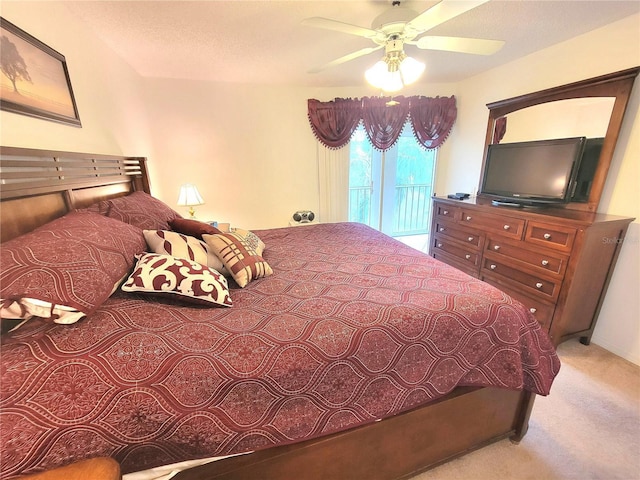 6507 Stone River Rd Unit 302, Bradenton, FL 34203 - carpeted bedroom with access to exterior and ceiling fan