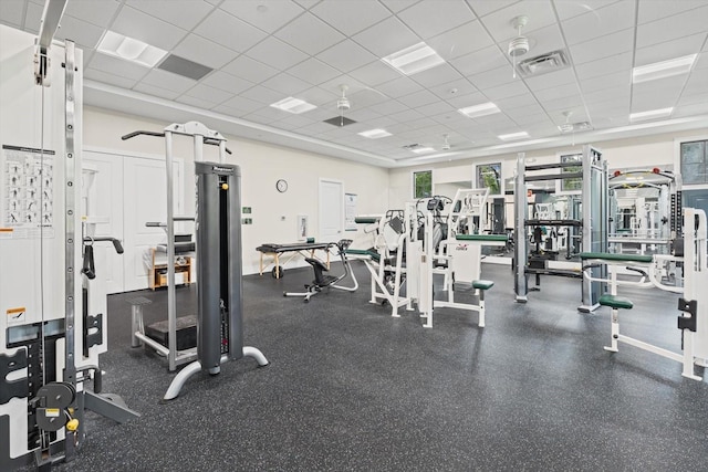 3003 Quail Holw Unit 10, Sarasota, FL 34235 - exercise room with a paneled ceiling