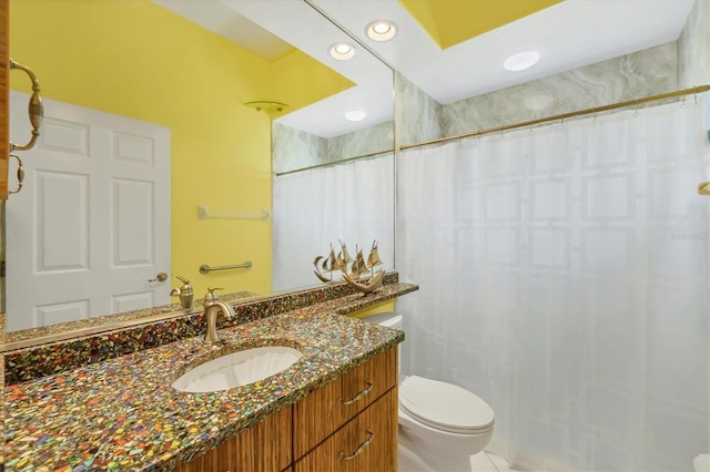 7005 Goldrush Ln, Bradenton, FL 34201 - full bathroom with vanity, a shower with curtain, and recessed lighting