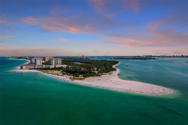 2110 Benjamin Franklin Dr Unit 301, Sarasota, FL 34236 - aerial view at dusk of view of water and beach