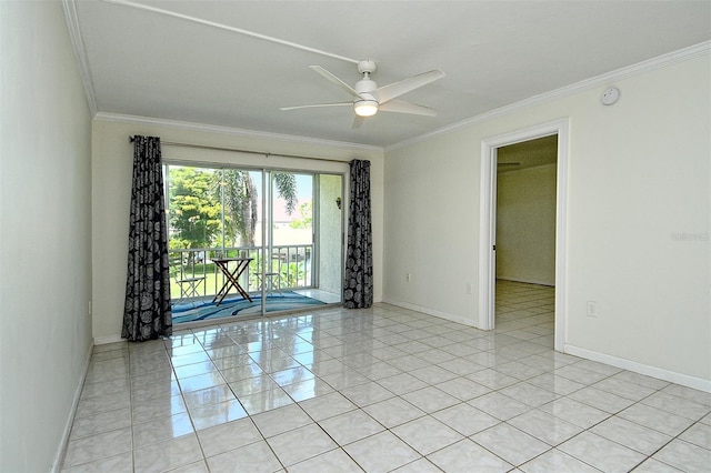 3985 Maceachen Blvd Unit 224, Sarasota, FL 34233 - unfurnished room featuring ornamental molding, ceiling fan, a smoke detector, and light tile patterned flooring
