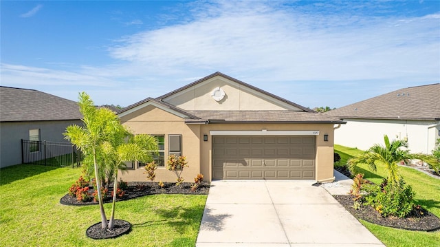 5327 Olano St, Palmetto, FL 34221 - ranch-style house featuring concrete driveway, an attached garage, and stucco siding