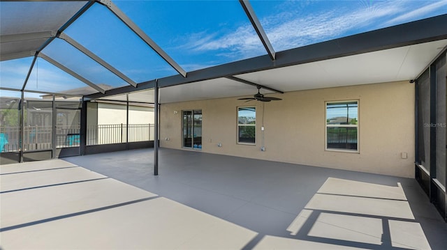 5327 Olano St, Palmetto, FL 34221 - unfurnished sunroom featuring a ceiling fan