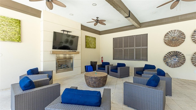 5327 Olano St, Palmetto, FL 34221 - view of patio featuring ceiling fan and an outdoor living space with a fireplace