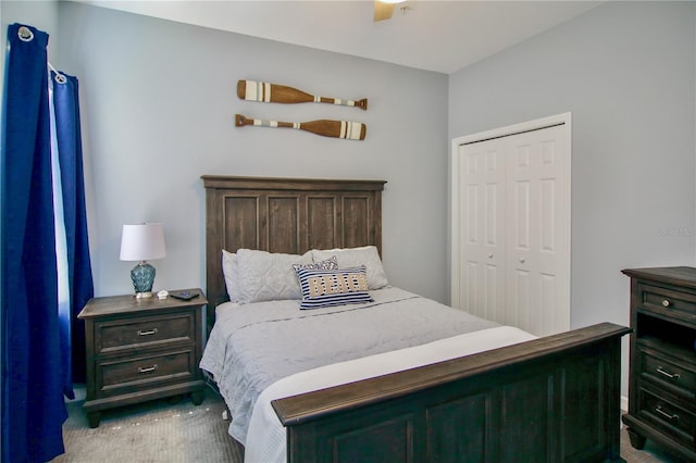 4026 Overture Cir Unit 487, Bradenton, FL 34209 - bedroom with carpet flooring, a closet, and ceiling fan